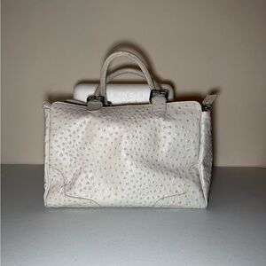 Maxima White Textured Tote Bag with Structured Design